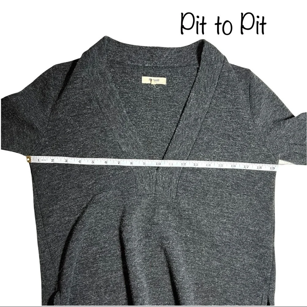 Madewell Slate Charcoal Gray Knit Popover Deep Plunging V-Neck Sweater Size M